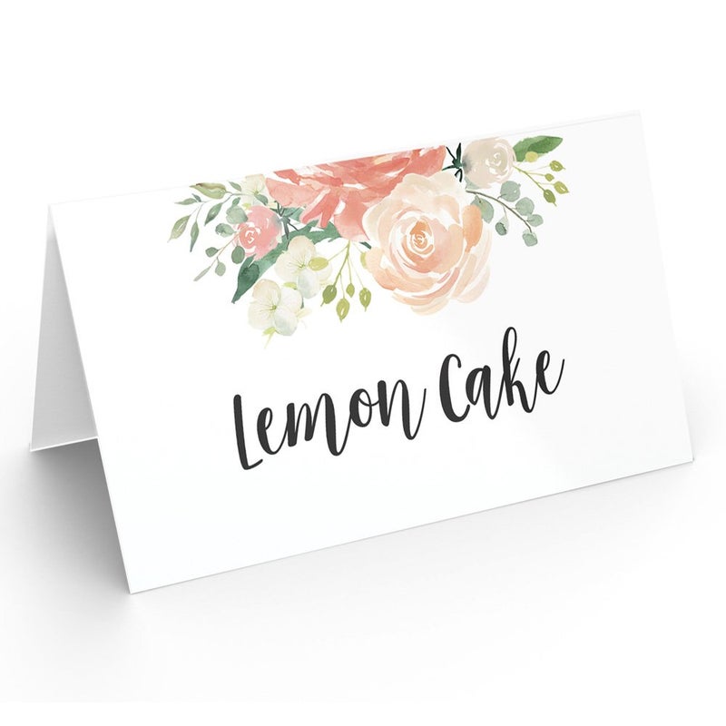 Printed Party Table Place Cards for All Occasions and Events, Set of 25 (Elegant Floral) - Image 4